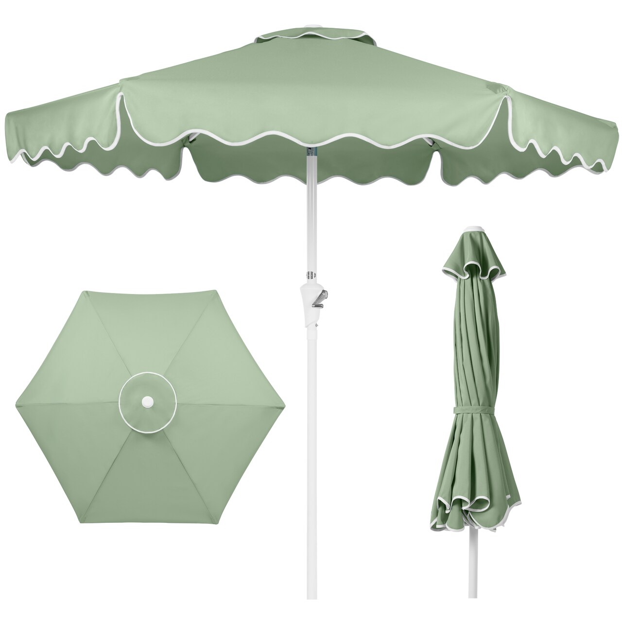 Best Choice Products 7.5ft Patio Market Umbrella with Wavy Trim, Fade-Resistant, Crank & Tilt, Wind Vent